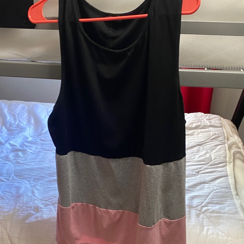 SHEIN Black, Gray, and Pink Colorblock Tank Top
